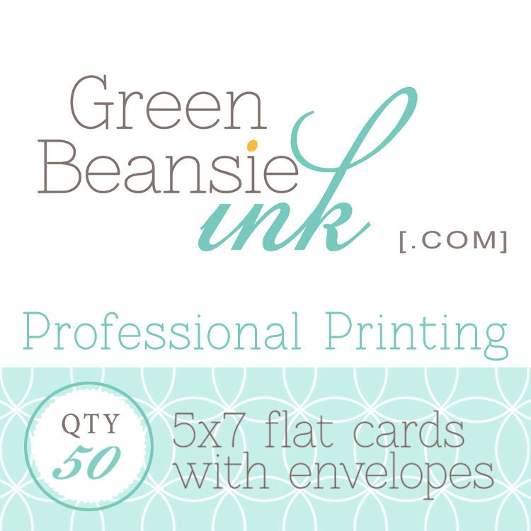 50 Professionally Printed 5x7 Flat Postcards (Plain, Pearl or Linen Finish) with Envelopes
