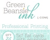 75 Professionally Printed 5x7 Flat Postcards (Plain, Pearl or Linen Finish) with Envelopes