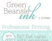 100 Professionally Printed 5x7 Flat Postcards (Plain, Pearl or Linen Finish) with Envelopes
