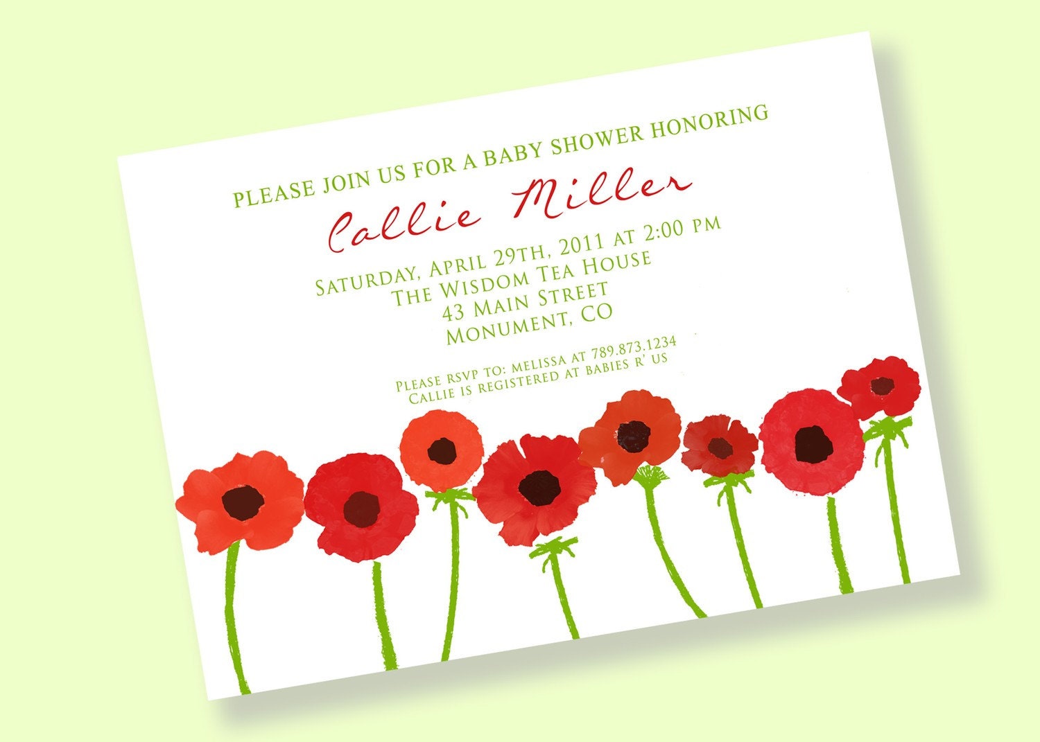 RED POPPIES Printable Party Invitation Printing Available Il_570xn