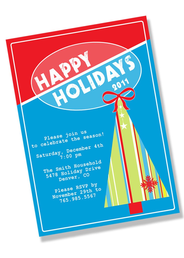 VINTAGE RETRO HOLIDAY Printable Party Invitation Il_570xn