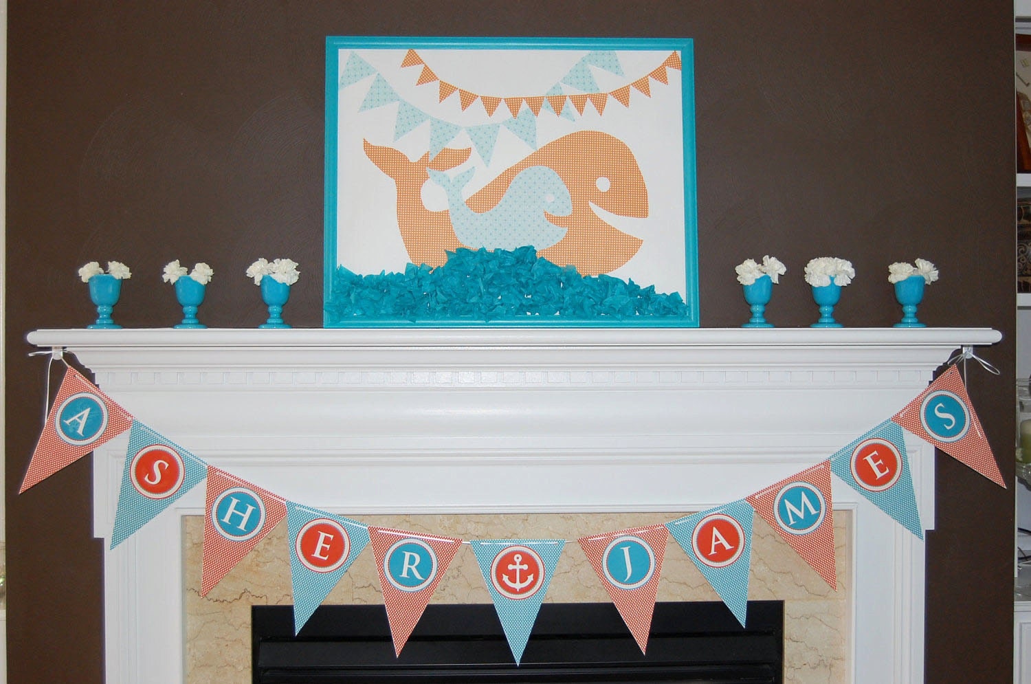 NAUTICAL ANCHOR Printable Party Decor Package and Invitation - Turquoise and Orange Il_570xn