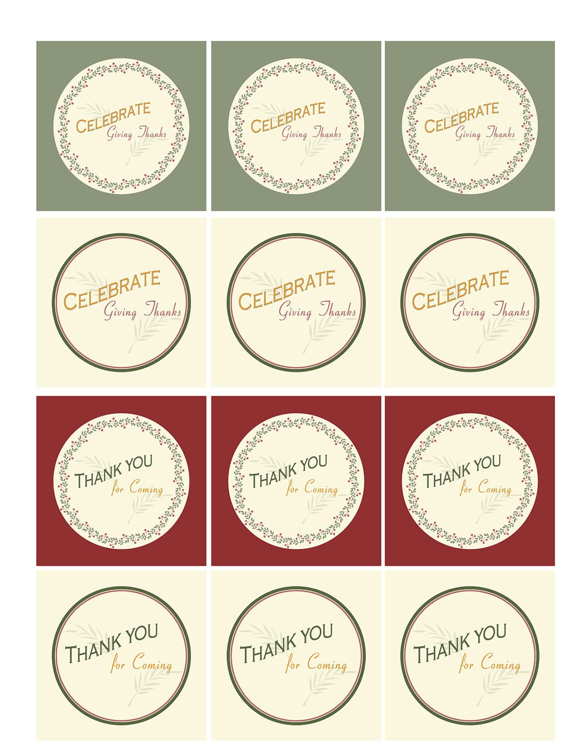 TRADITIONAL HOLIDAY Printable Cupcake Toppers - Thanksgiving or Christmas Il_570xn