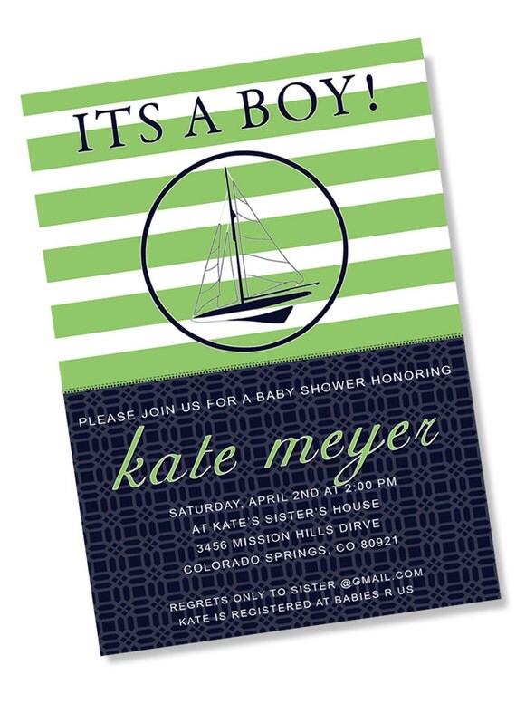 PREPPY NAUTICAL Printable Party Invitation - Navy and Kelly Green Printing Available Il_570xn