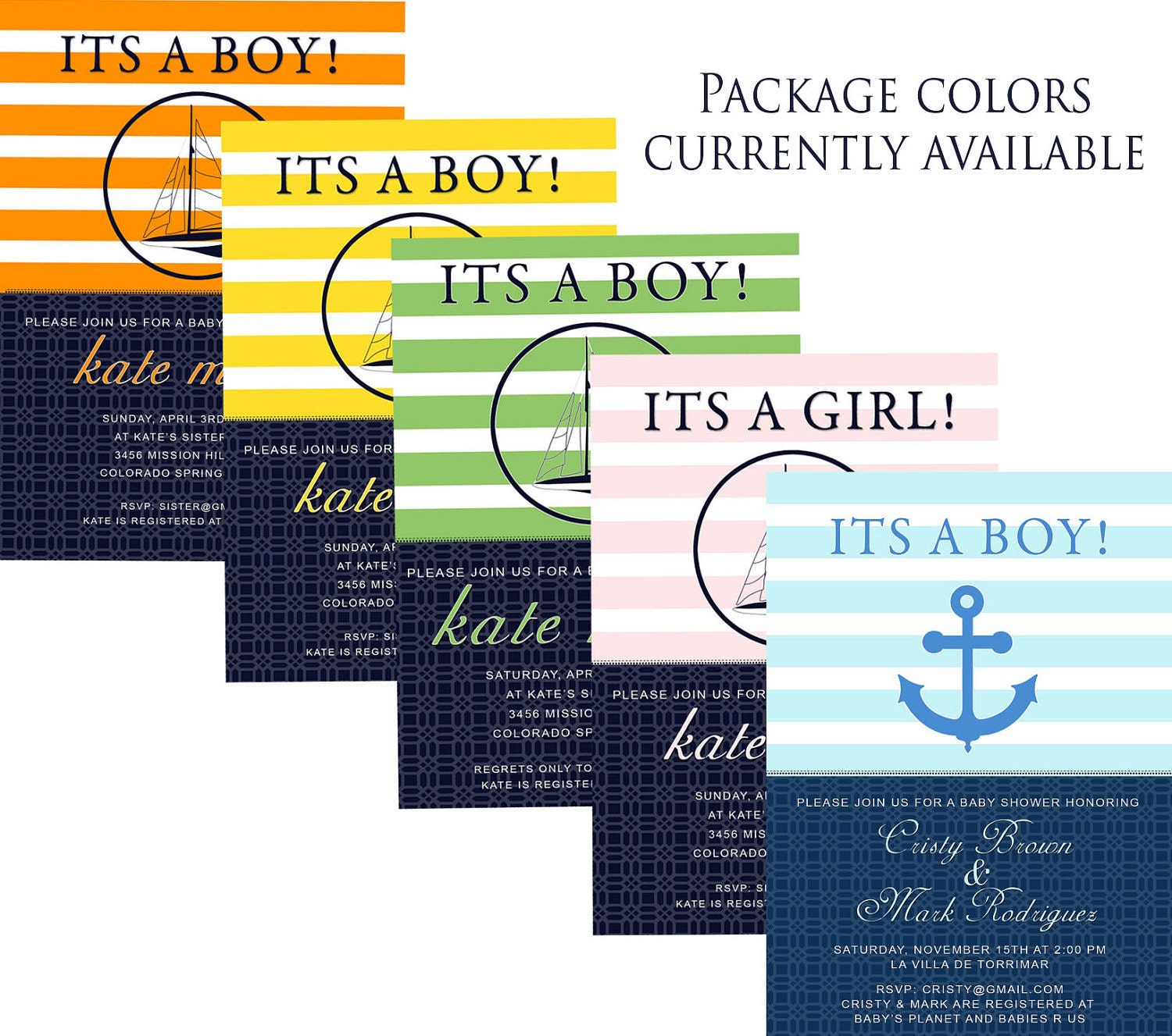 PREPPY NAUTICAL Printable Party Decor Package and Invitation - Navy and Yellow