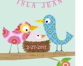 Kids Wall Art-Personalized - Baby Girl Bird -Nursery Decor