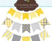 Yellow and Gray Bunting Banner Flags Clipart Commercial Use Clip Art Il_170x135