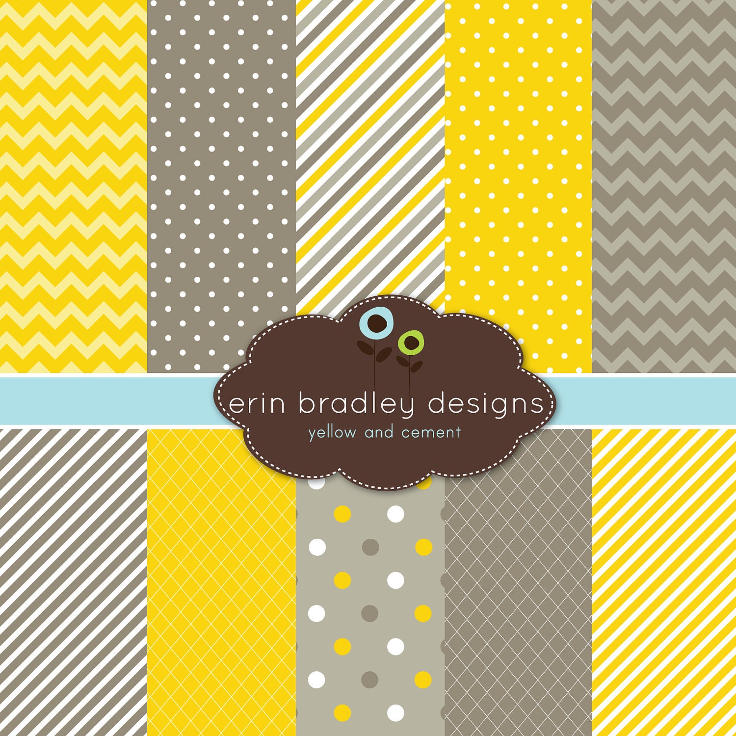 50 OFF SALE Digital Scrapbook Paper Yellow by ErinBradleyDesigns