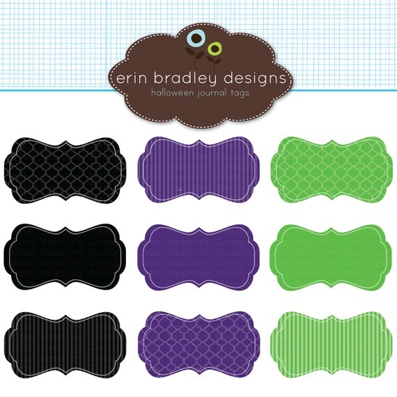 Halloween Journal Tags Clipart for Digital Scrapbooking Personal & Commercial Use Borders and Frames Clip Art Il_570xn