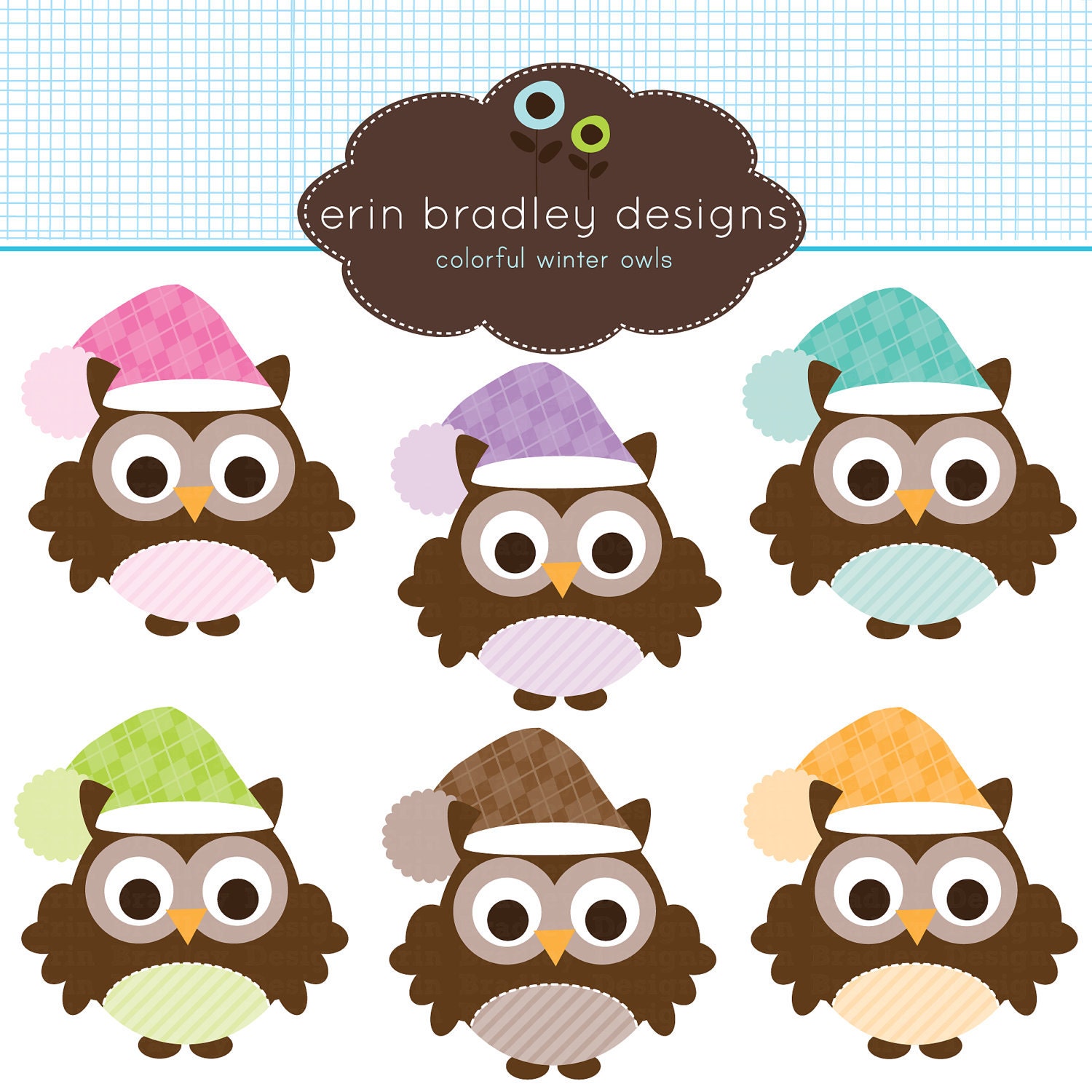 Holiday Owls Clipart Clip Art Personal & Commercial Use Instant Download Il_570xn