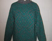 Vintage Green Gray Shetland Wool Pullover Sweater / Women size Small Sweater