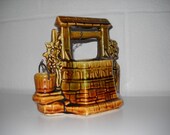 Vintage 1940s Pottery Planter / Garden Planter / Brown Glaze / McCoy USA / Wishing Well Planter