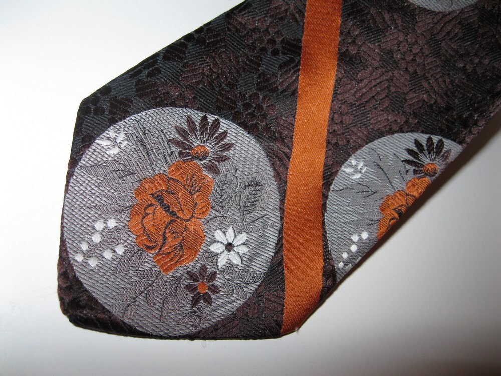 Country Western Hipster Floral and Striped Vintage 1960s Necktie Lot