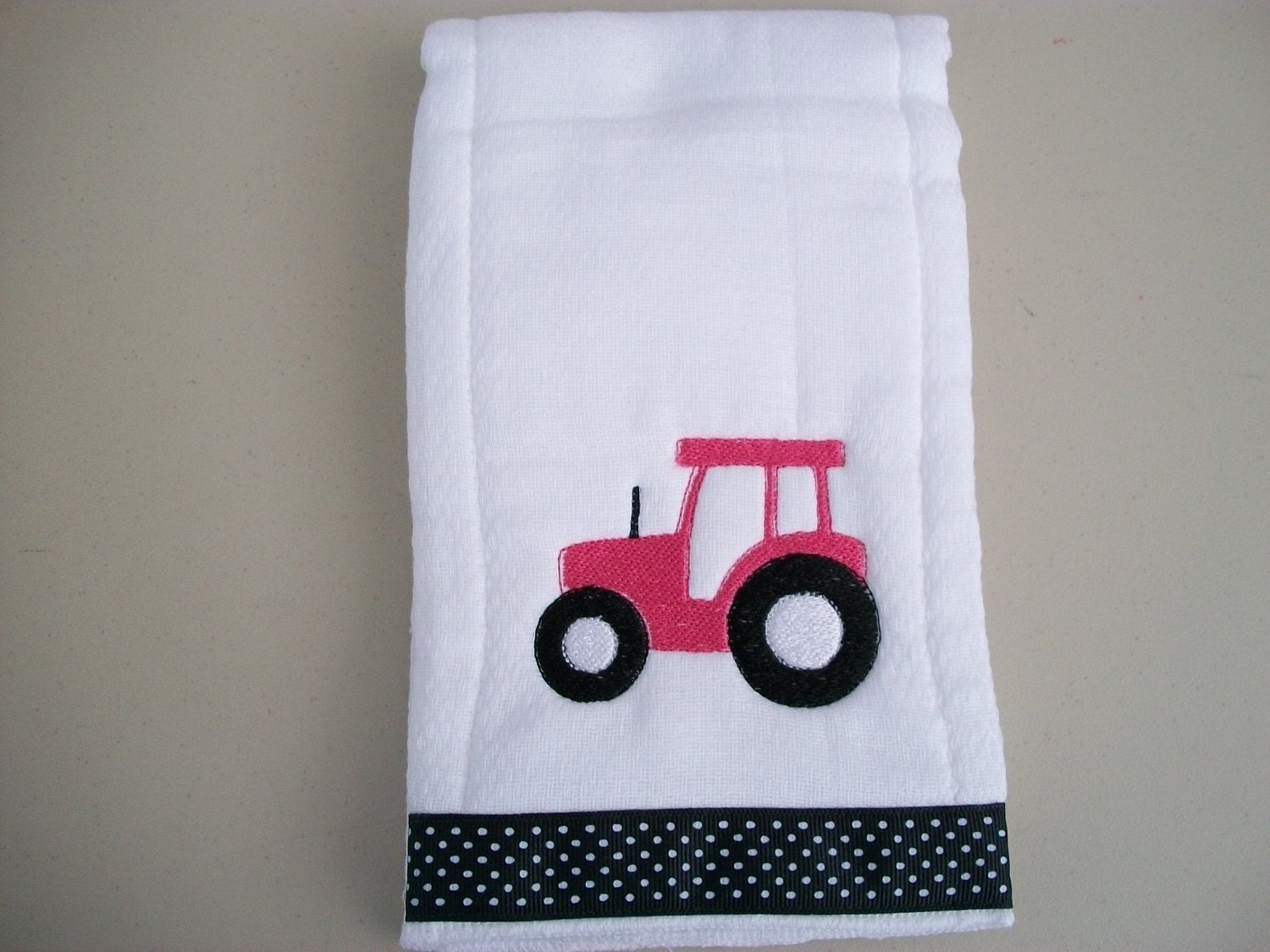 Cute Pink tractor ribbon burp cloth
