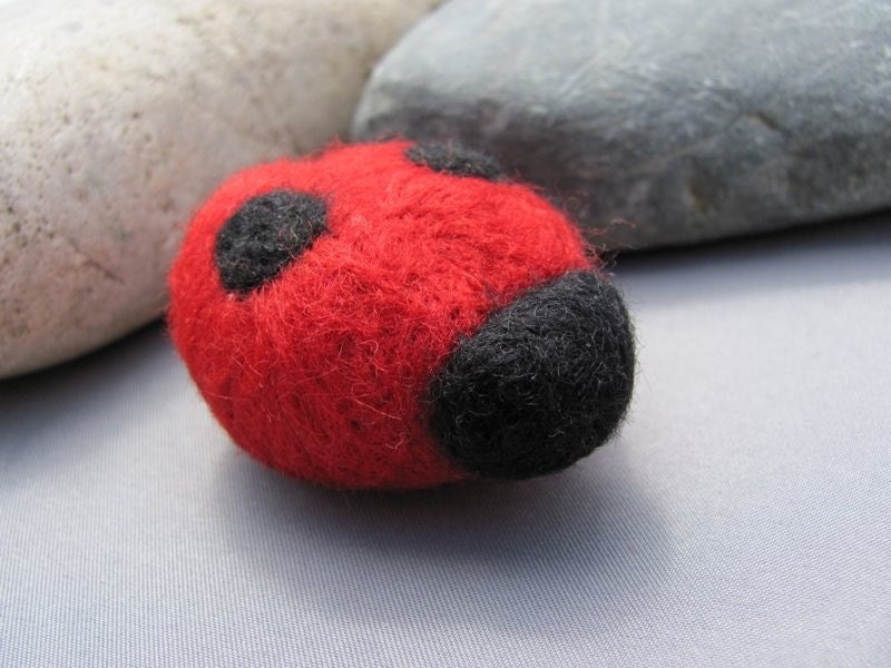 Baby Ladybug ...Small... Natural Needle Felted Wool