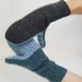 Mittens in Frosty Winter Day - Grey and Blue - Recycled Wool - Fleece Lined