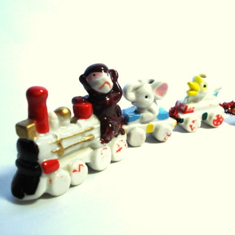 Ceramic Birthday Candle Holder Train Baby by ALTEREDsewFittingly