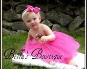 Hot Pink Hair Bow Headband White Crochet Band Babies Toddlers Girls Photography Prop