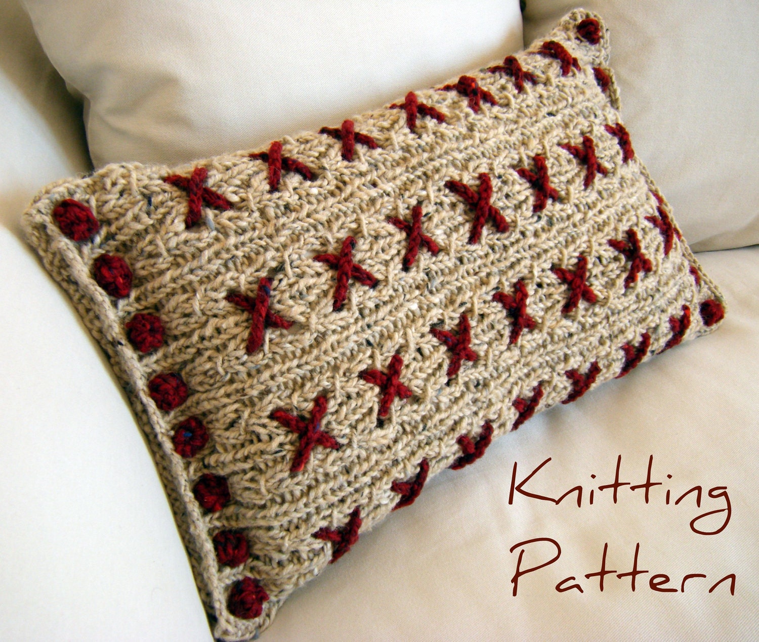Instant Download PDF Knitting Pattern Cushion Pillow Cover Cranberry Kisses