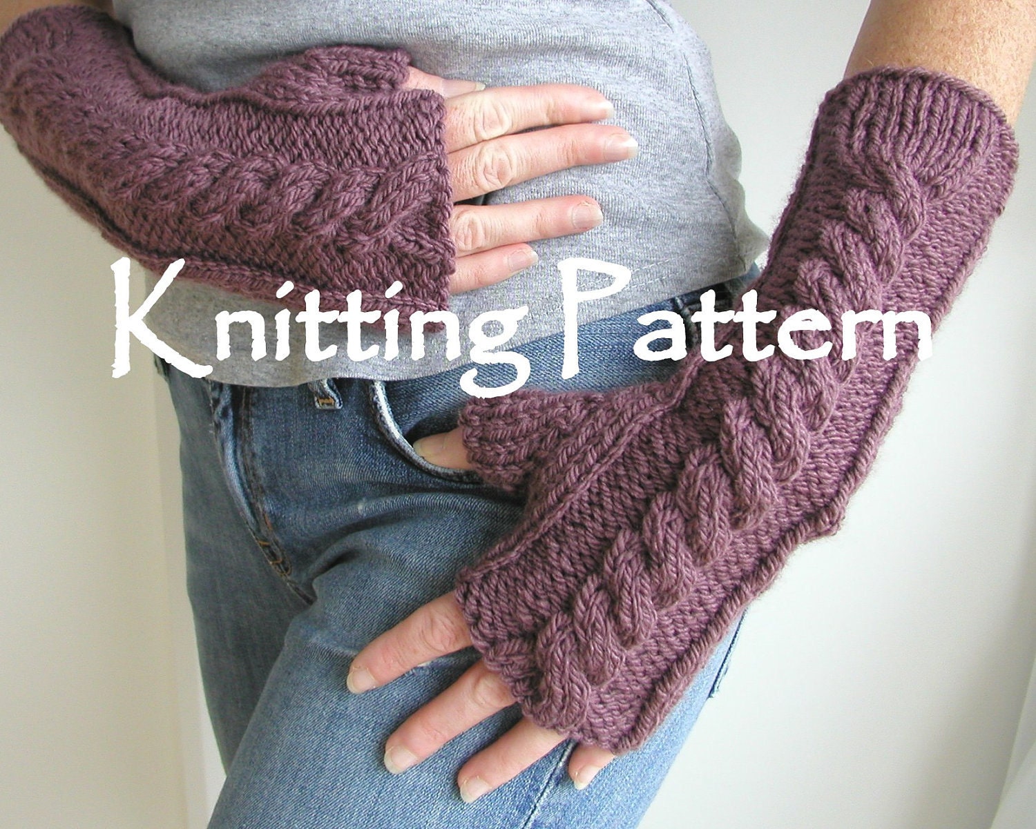 Instant Download PDF Fingerless Gloves Knitting Pattern Hand Arm Warmers
