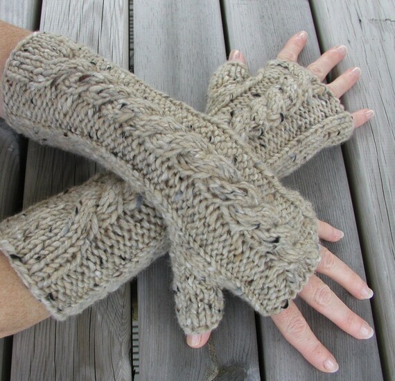 Hand Knitted Fingerless Gloves Arm Warmers in by handknittedthings