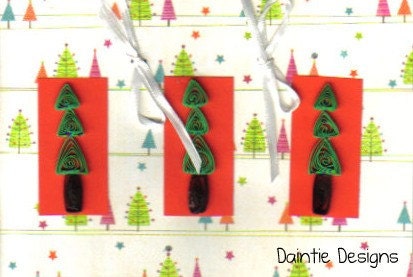 Handmade Christmas Trees in Threes Greeting Card