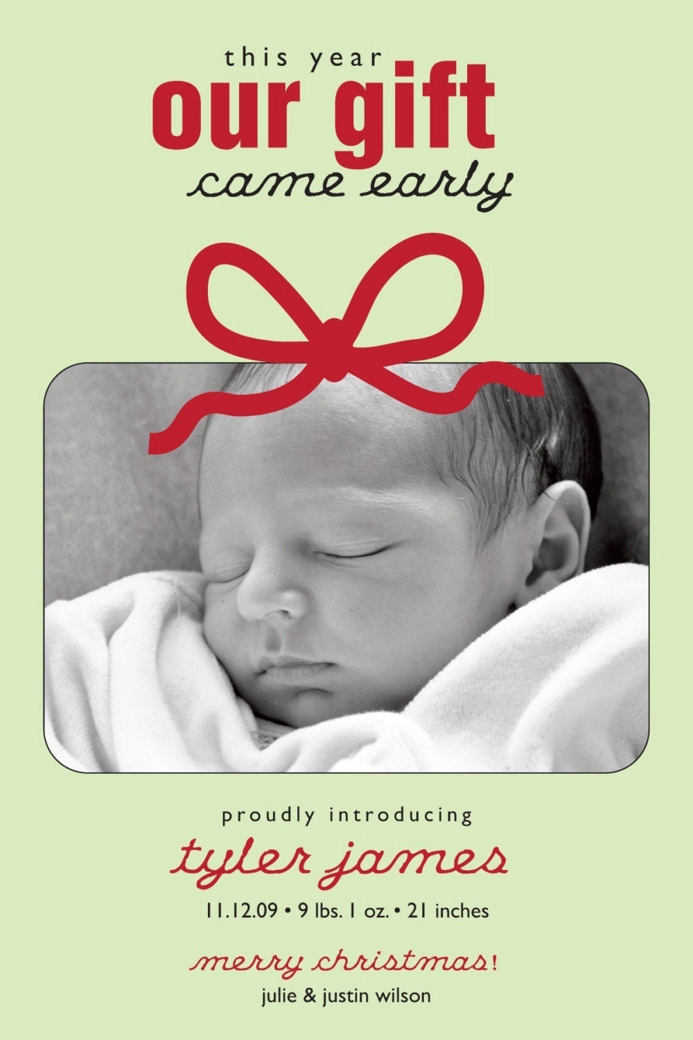 Early Christmas Gift - Custom Photo Combined Christmas Card Birth Announcement Il_570xn