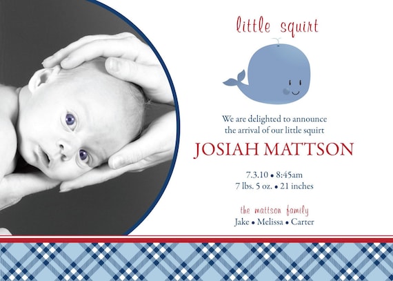 Little Squirt - Custom Photo Baby Birth Announcement Card Il_570xn