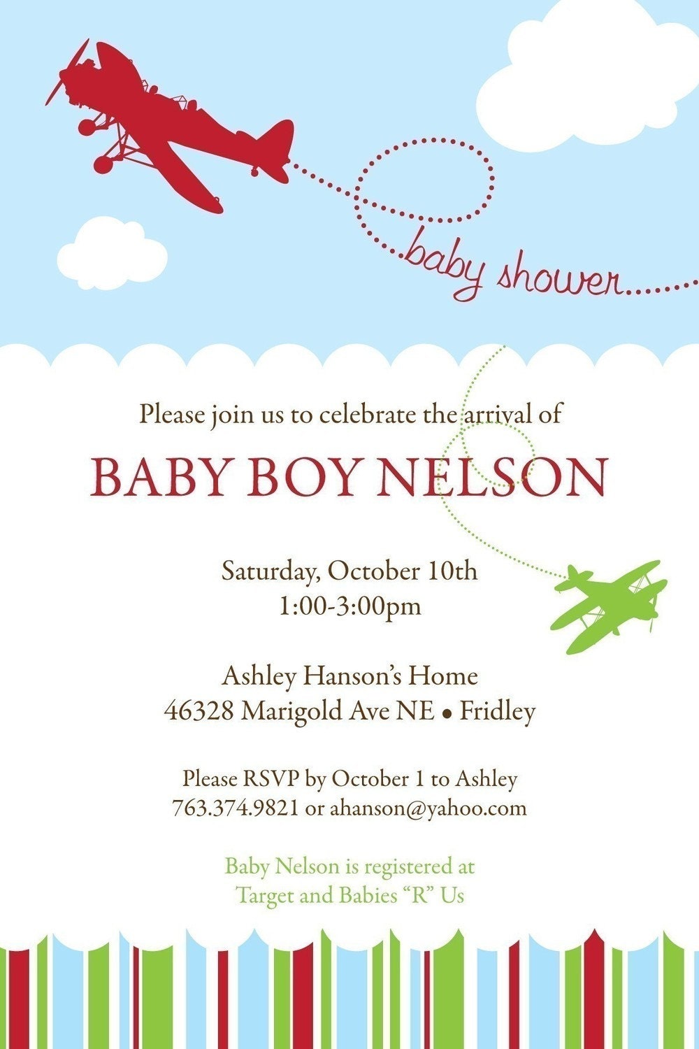 Vintage Airplanes - Custom Baby Shower Invitation Il_570xn