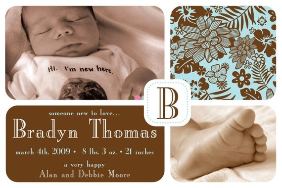 Jungle Print- Custom Photo Birth Announcement Card Il_570xn