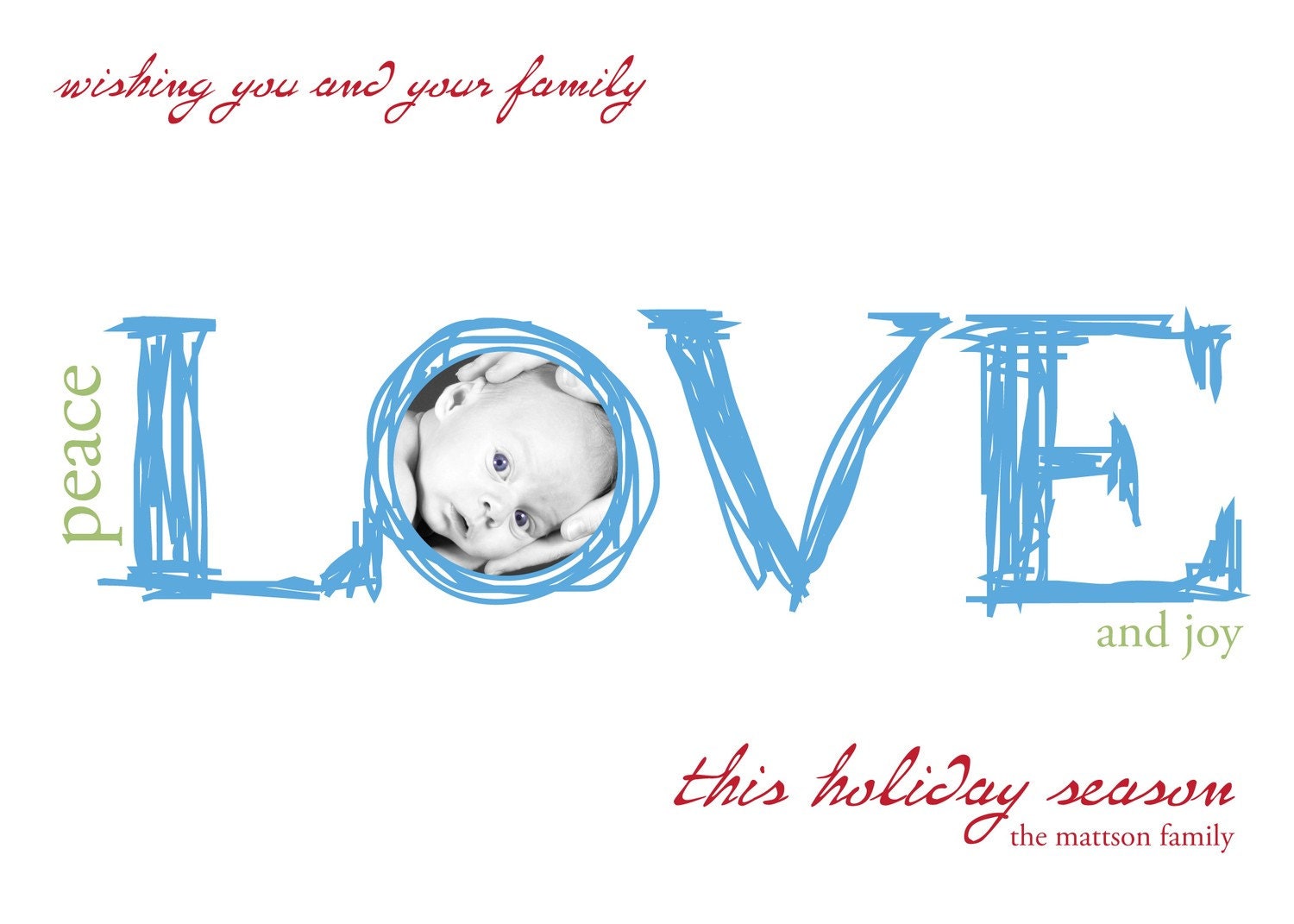 Peace, Love, Joy - Custom Photo Holiday Christmas New Years Card Il_570xn