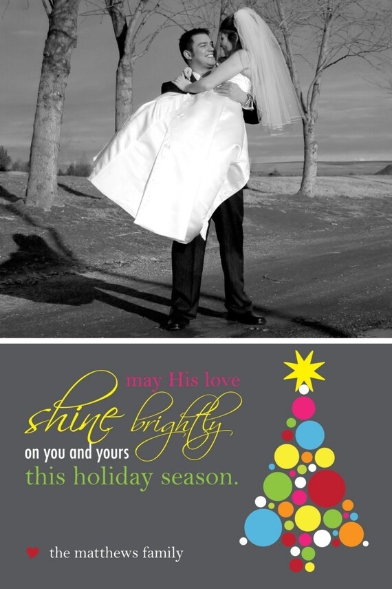 Polka Dot Christmas Tree - Custom Photo Christmas New Years Card Il_570xn