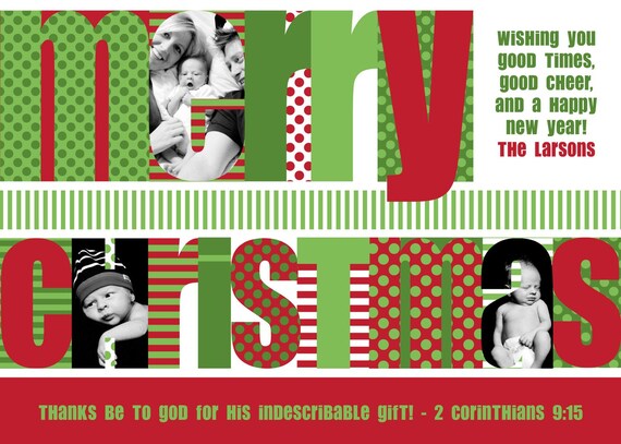 Graphic Merry Christmas - Custom Photo Christmas Holiday New Years Card Il_570xn