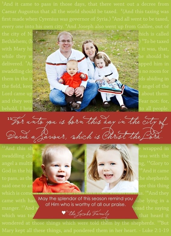 Luke 2 - Custom Photo Christmas Holiday New Years Card Il_570xn