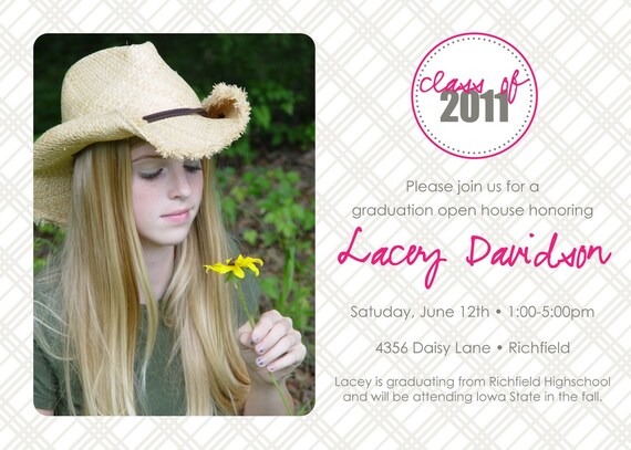 Subtle Plaid - Custom DIGITAL Photo Graduation Announcement Open House Invitation Il_570xn