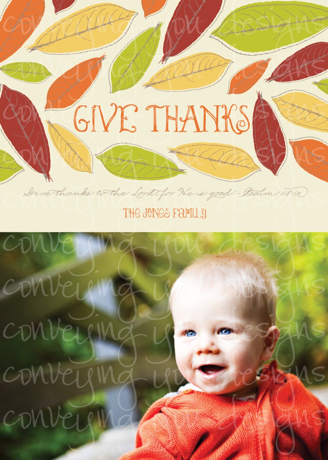 Organic Leaves - Custom DIGITAL Photo Autumn Thanksgiving Greeting Il_570xn