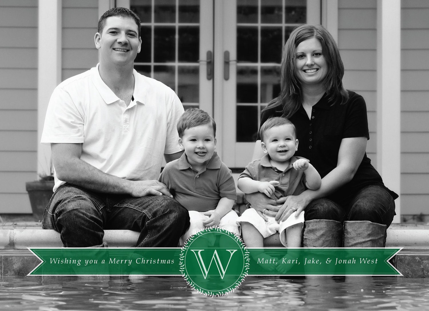 Simple Monogram - DIGITAL Custom Christmas Holiday Photo Card Il_570xn
