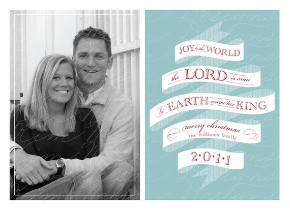 Ribbon of Joy - DIGITAL Custom Christmas Holiday Photo Card Il_570xn