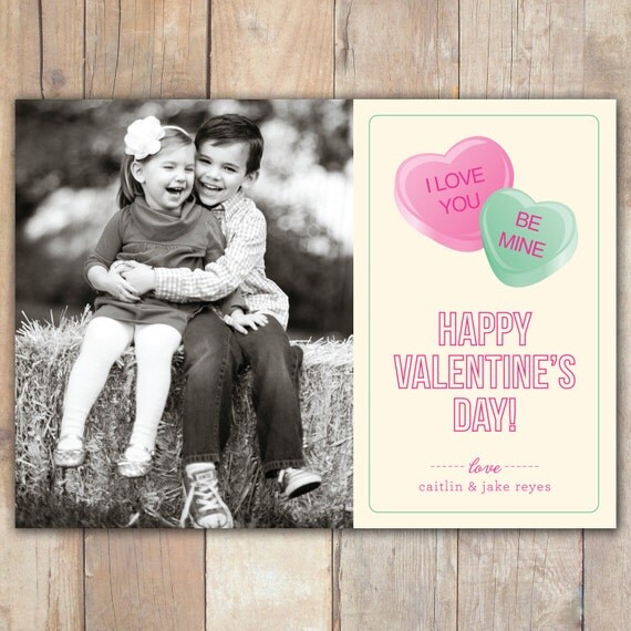 Candy Hearts - Custom Photo Valentine Card Il_570xn