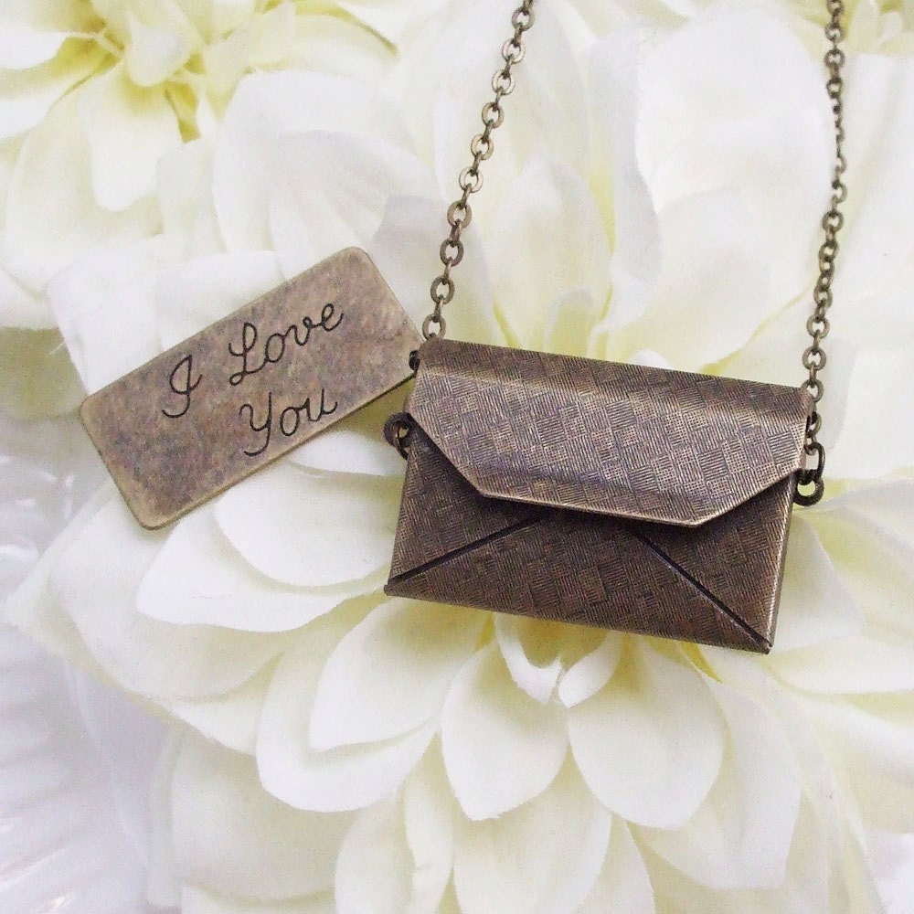 love letter necklace . bronze