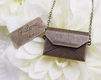 love letter necklace . bronze
