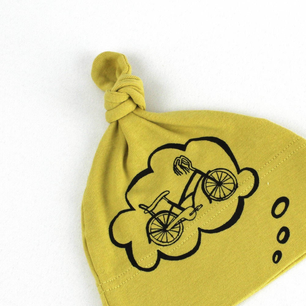 bike hat organic baby beanie bicycle screen print