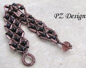 Starry Sky Bracelet - Beadwoven Blue Goldstone & Purple Bugle Beads