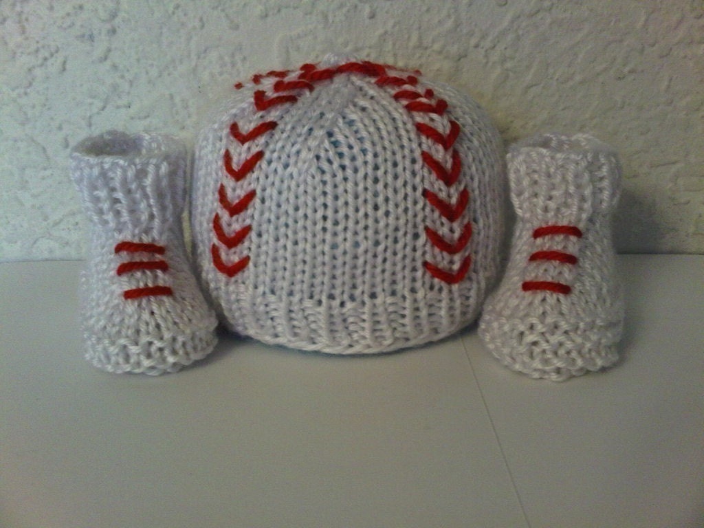 Lil Baseball Baby Hat Beanie And Booties Set               Baby Shower Gift