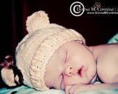 One Lil Teddy  Ears Baby Beanie In Organic Cotton
