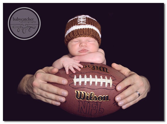Baby Football Hat Beanie                    Newborn Baby Photo Prop         Designed and Made by me