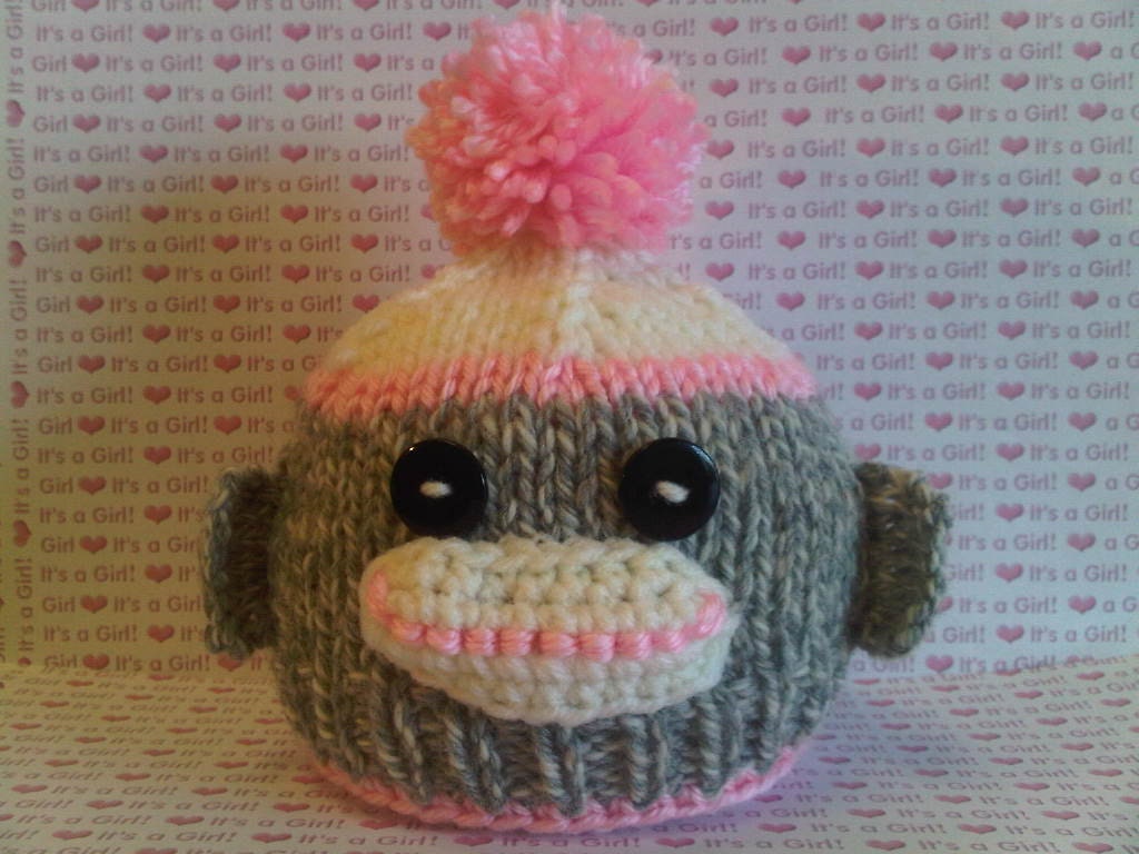 Baby Sock Monkey Hat for Baby boy or Baby Girl Charcoal Gray, white and red Newborn baby photo prop