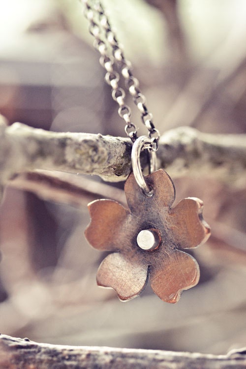 Little cherry blossom necklace in copper