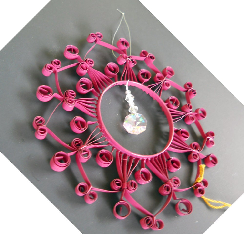 Plum Medallion  Sun Catcher - Quilled Aluminum Can