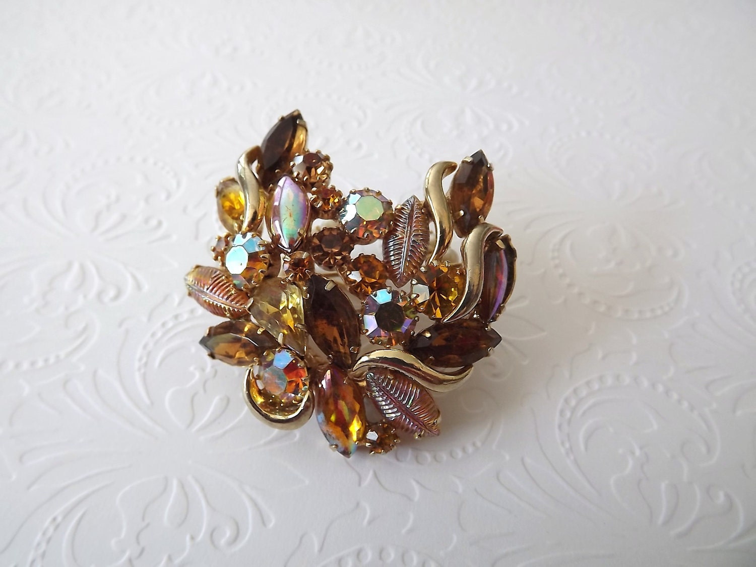 Juliana Rhinestone Brooch Authentic Delizza and Elster Vintage Costume Jewelry